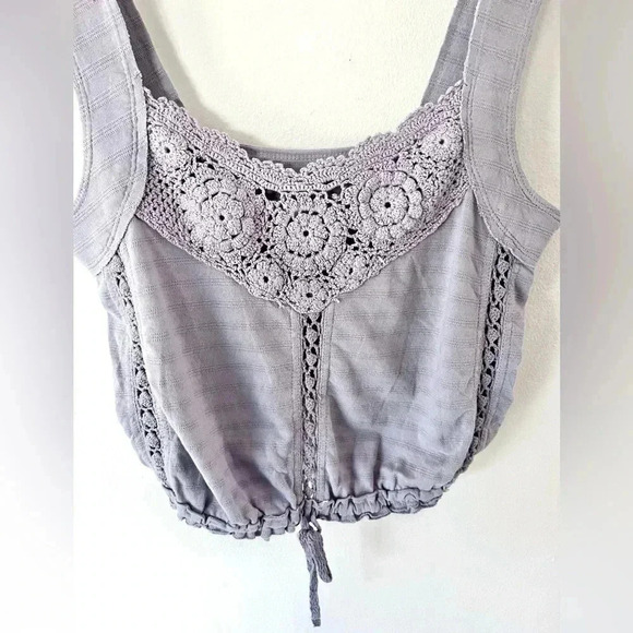 Free People Sweet Something Frosted Lilac Crochet Tank Top Size Small - Picture 3 of 11